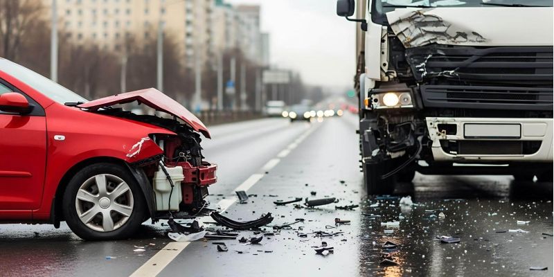 Red car on the side of the road