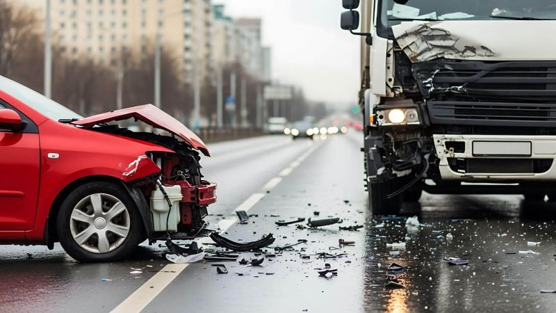Red car on the side of the road