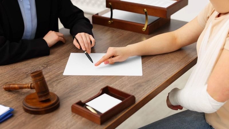 Woman discussing legal matters with judge at desk