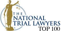 National Trial Lawyers logo featuring a gold Lady Justice holding scales and sword.