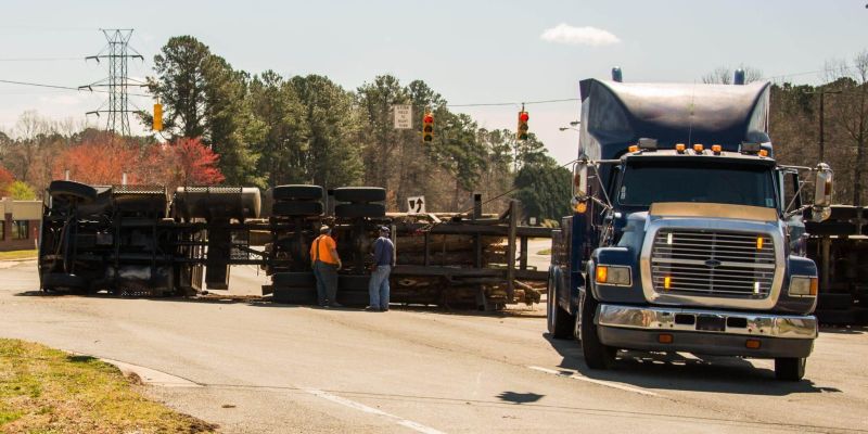 Two men next to a large truck on a